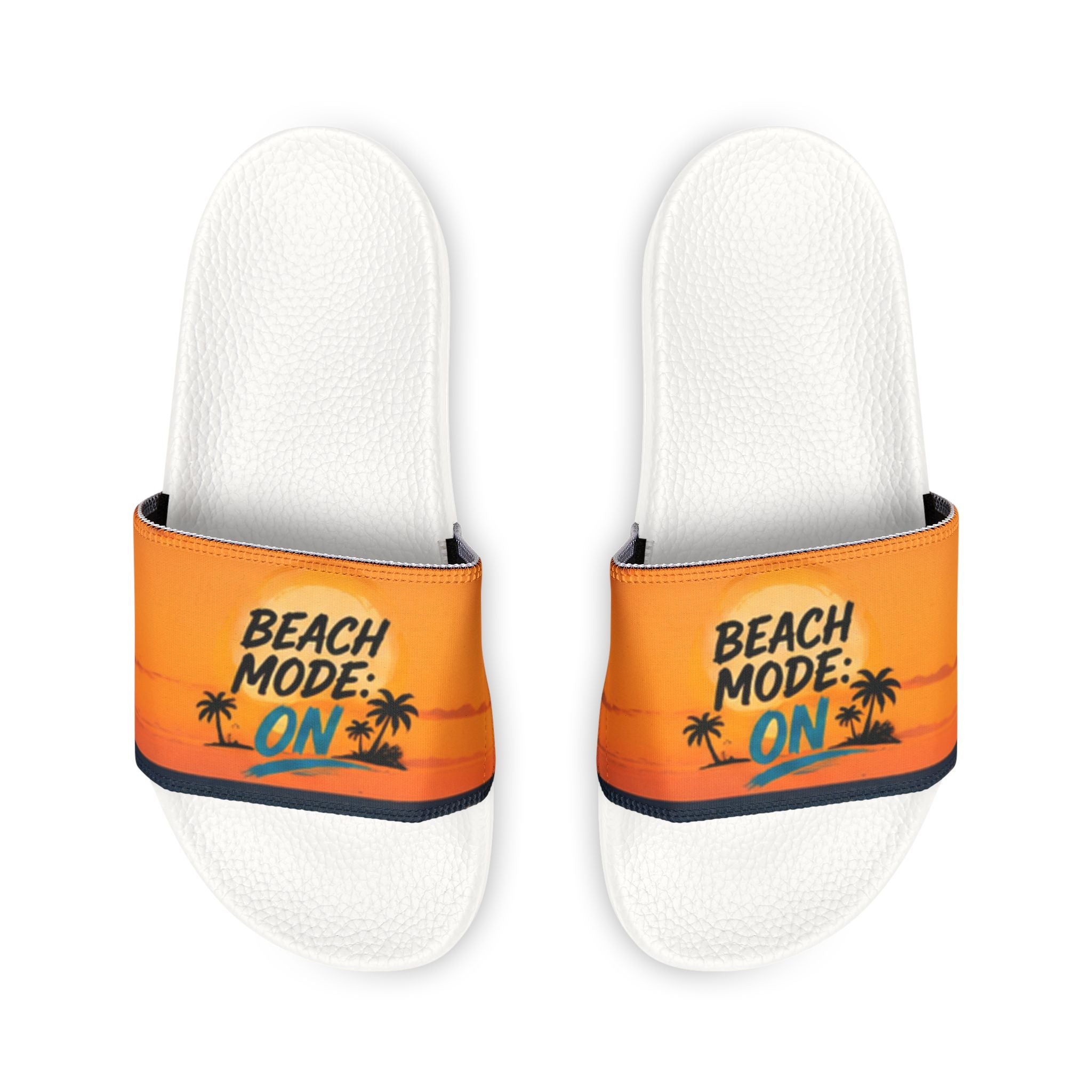 Beach Mode On Men’s Slide Sandals – Removable Strap, Tropical Orange