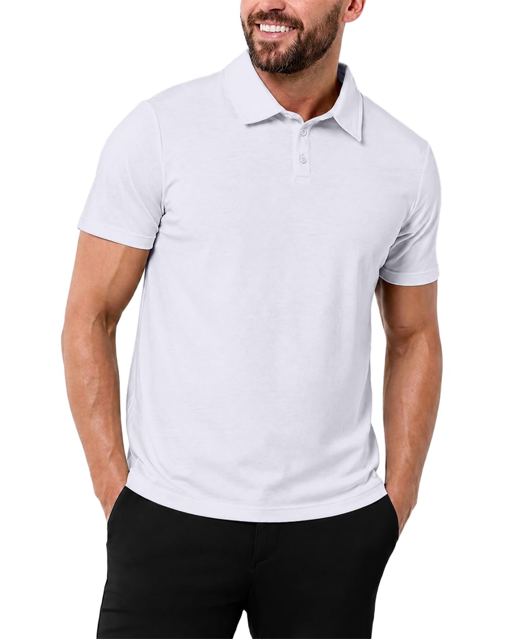 INTO THE AM Polo Shirts for Men - Soft Cotton Slim Fit Short Sleeve Collared Shirt Men S - 4XL Fitted Polos