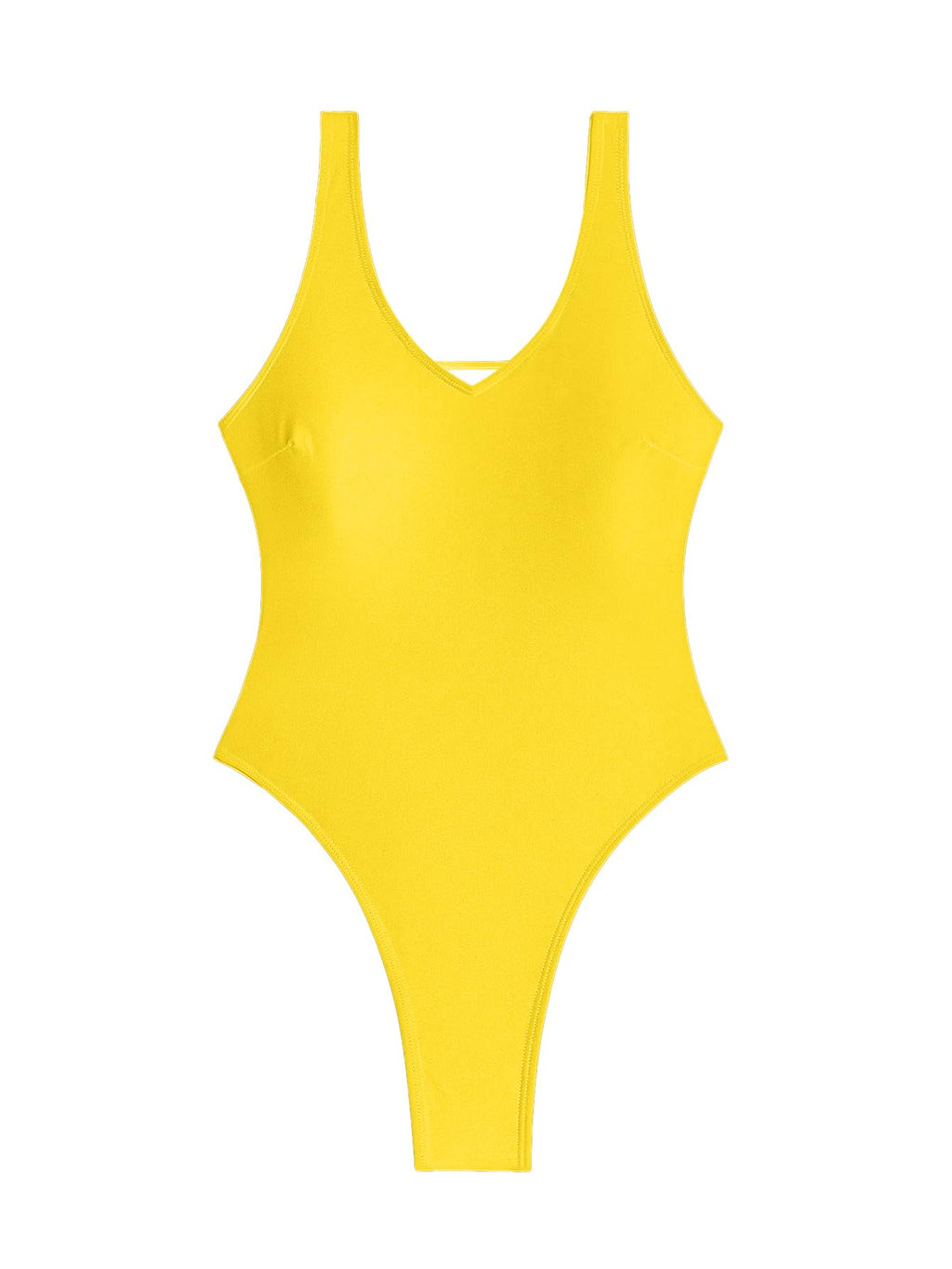 Foxiny Sexy Backless Cheeky High Cut Leg Thong V Neck One Piece Swimsuit