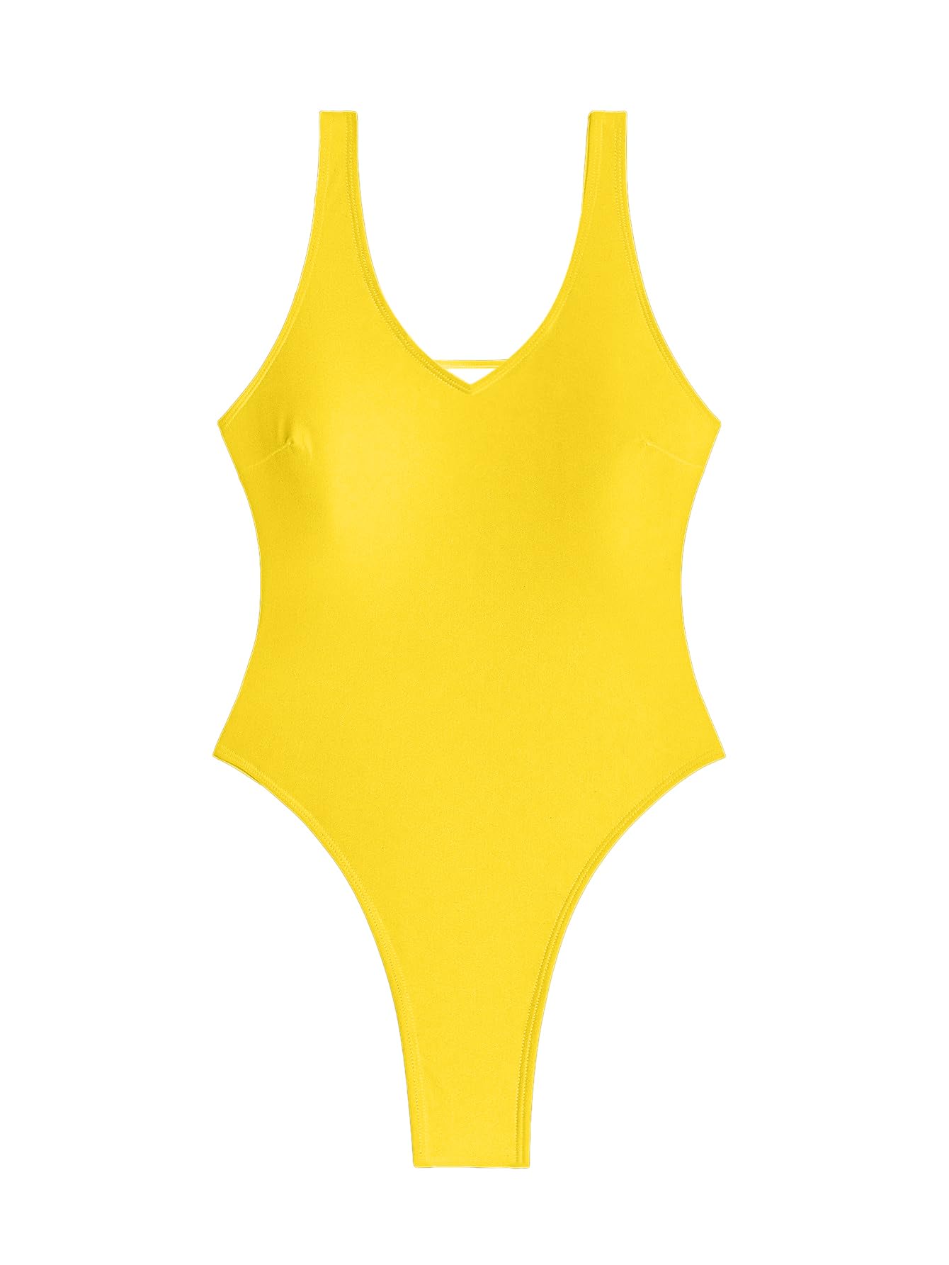 Foxiny Sexy Backless Cheeky High Cut Leg Thong V Neck One Piece Swimsuit