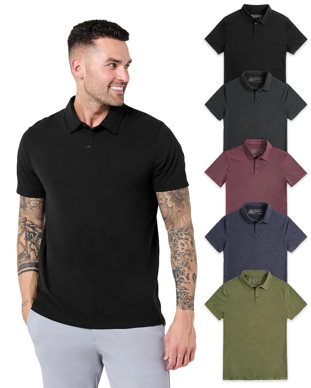 INTO THE AM Polo Shirts for Men - Soft Cotton Slim Fit Short Sleeve Collared Shirt Men S - 4XL Fitted Polos