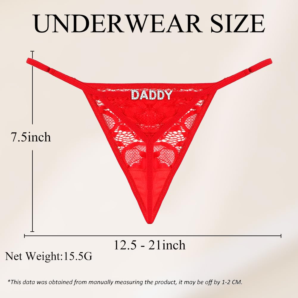 Sexy Underwear for Women, 2 Pack Thong Panties Custom Name or Fun Lettering, Lace&Silk G-String, Adjustable
