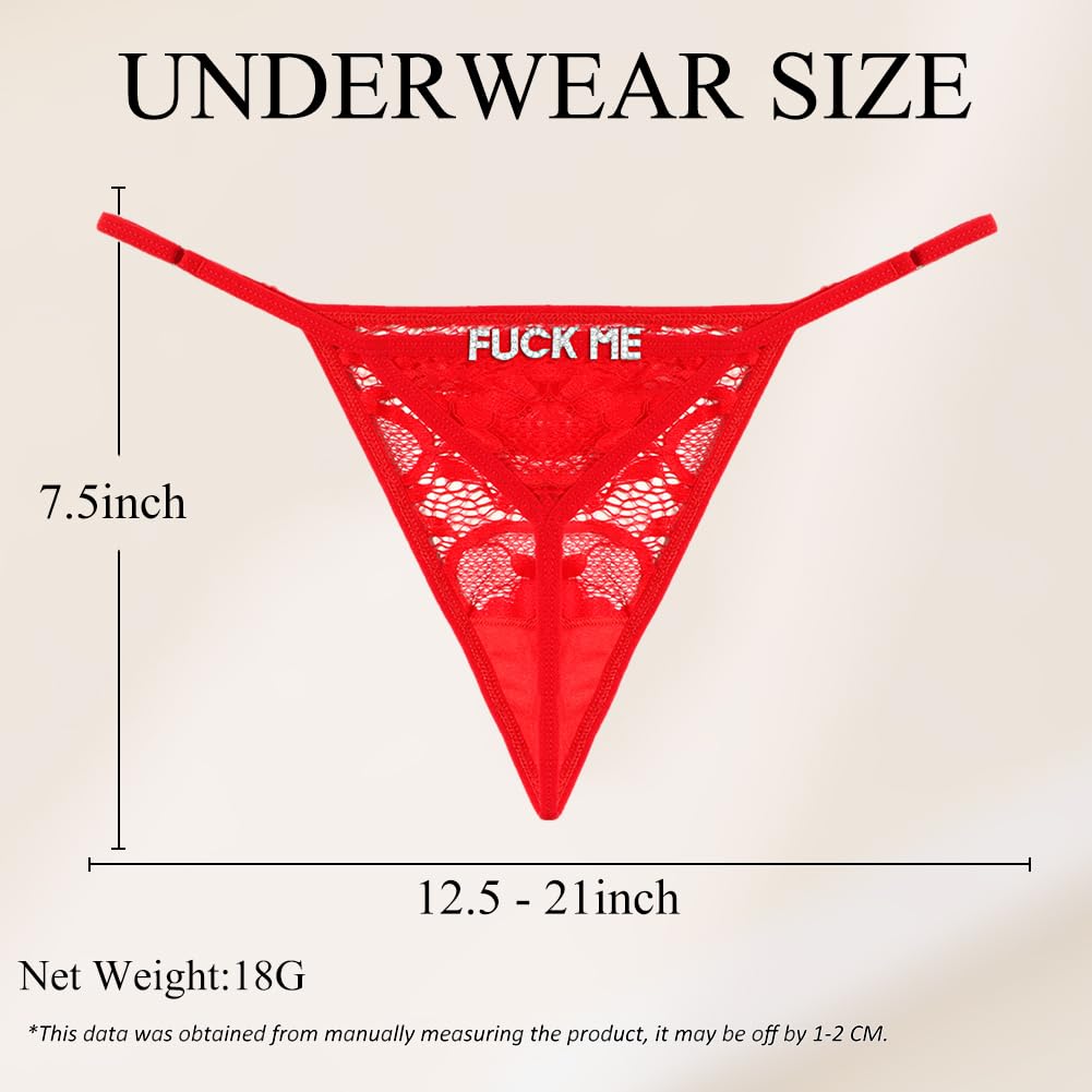 Sexy Underwear for Women, 2 Pack Thong Panties Custom Name or Fun Lettering, Lace&Silk G-String, Adjustable