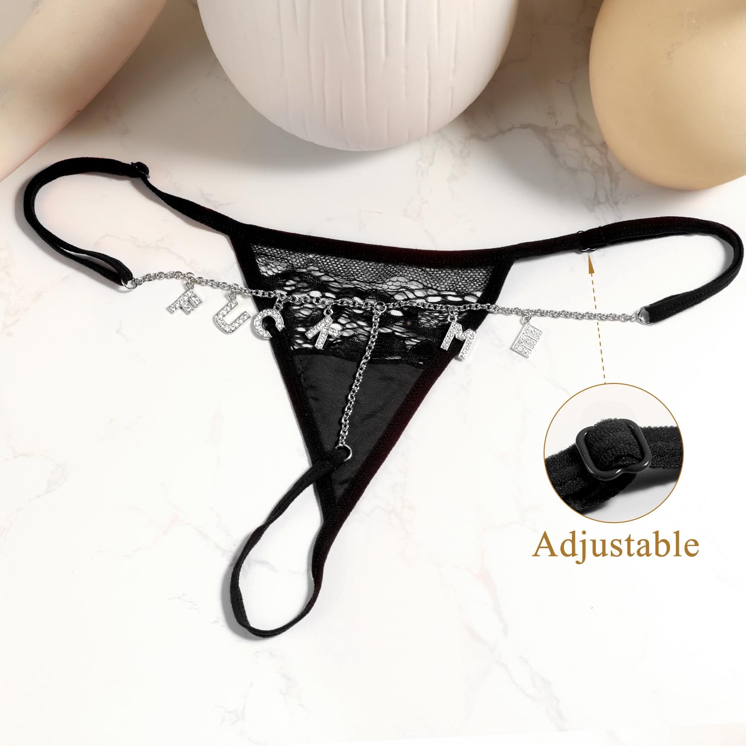 Sexy Underwear for Women, 2 Pack Thong Panties Custom Name or Fun Lettering, Lace&Silk G-String, Adjustable