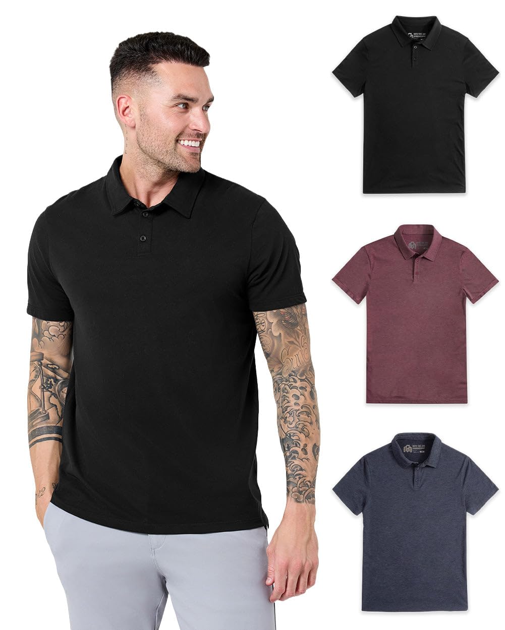INTO THE AM Polo Shirts for Men - Soft Cotton Slim Fit Short Sleeve Collared Shirt Men S - 4XL Fitted Polos