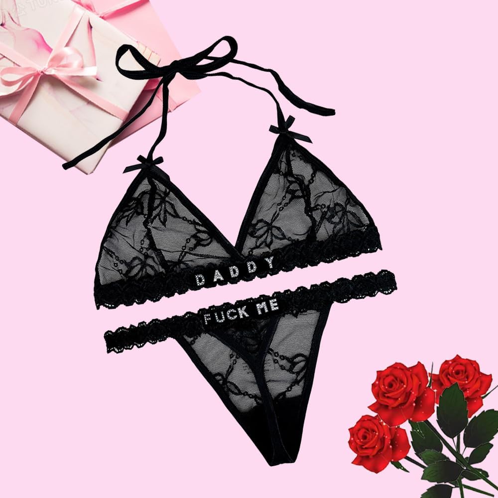Personalized Thongs with Name - Custom Thong with Name Bra Set, Personalized Gifts, Custom Funny Name Underwear