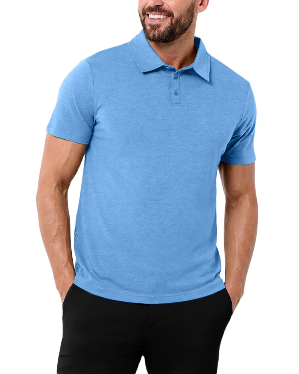 INTO THE AM Polo Shirts for Men - Soft Cotton Slim Fit Short Sleeve Collared Shirt Men S - 4XL Fitted Polos
