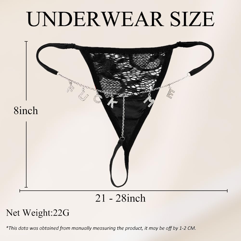 Sexy Underwear for Women, 2 Pack Thong Panties Custom Name or Fun Lettering, Lace&Silk G-String, Adjustable