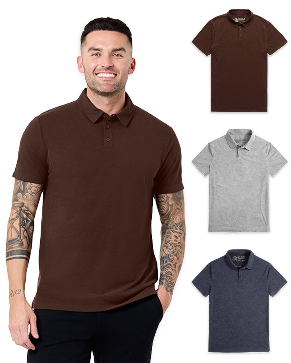 INTO THE AM Polo Shirts for Men - Soft Cotton Slim Fit Short Sleeve Collared Shirt Men S - 4XL Fitted Polos