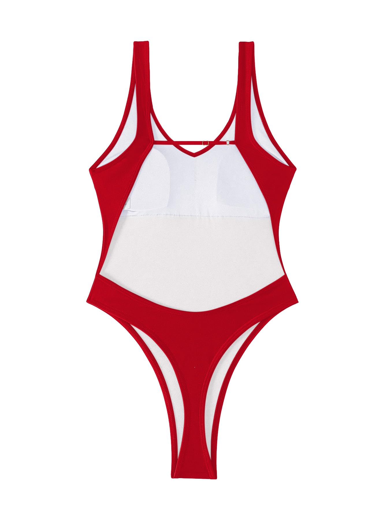 Foxiny Sexy Backless Cheeky High Cut Leg Thong V Neck One Piece Swimsuit