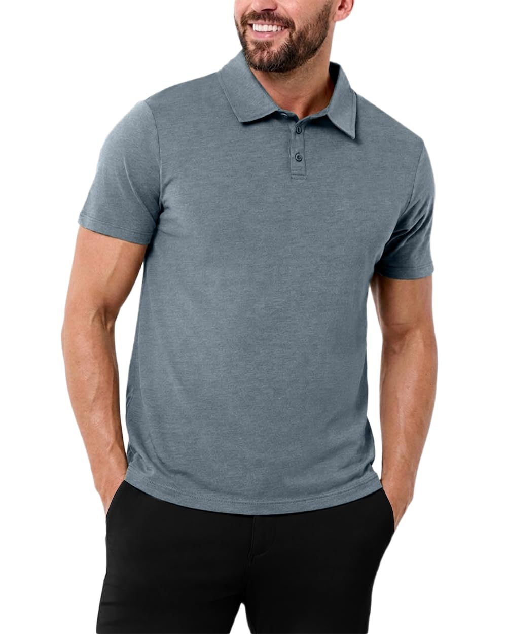 INTO THE AM Polo Shirts for Men - Soft Cotton Slim Fit Short Sleeve Collared Shirt Men S - 4XL Fitted Polos