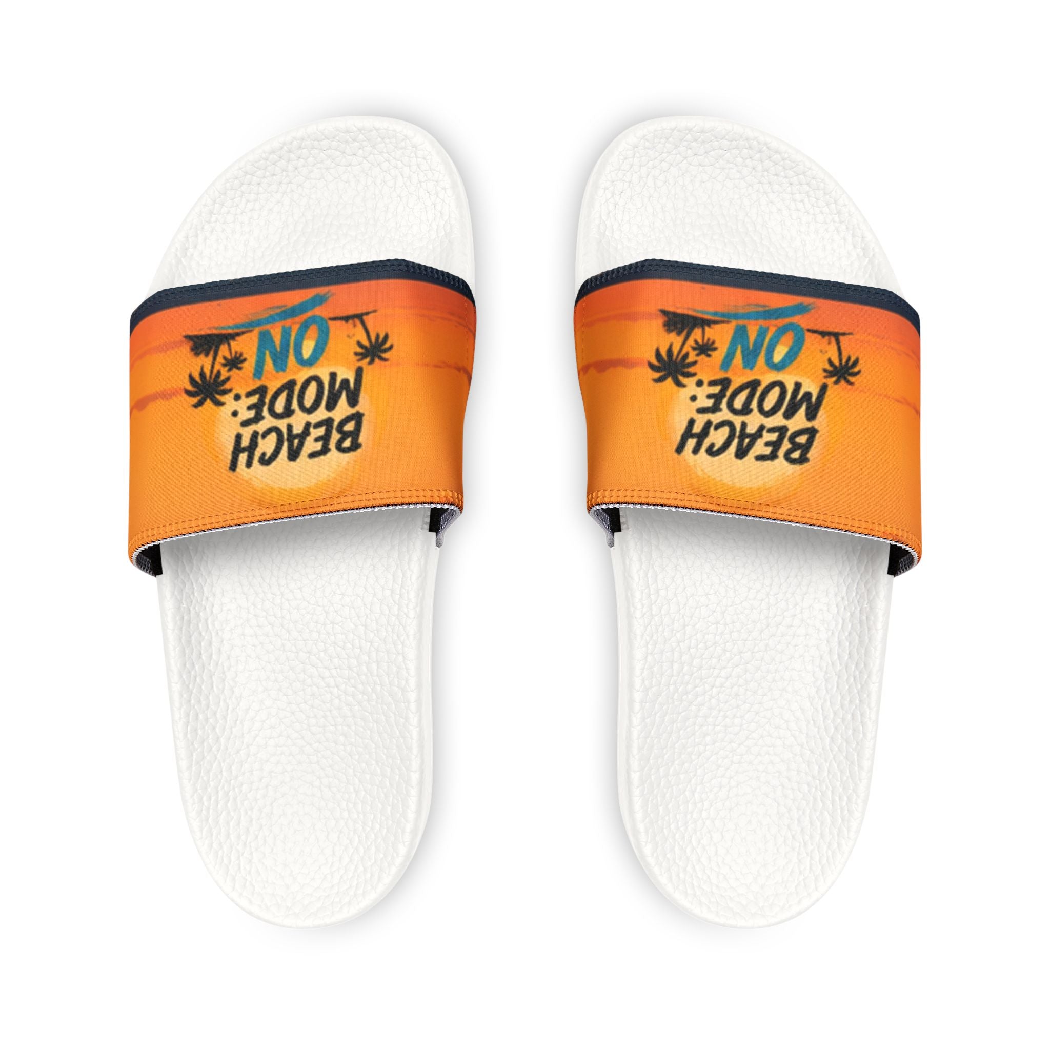 Beach Mode On Men’s Slide Sandals – Removable Strap, Tropical Orange