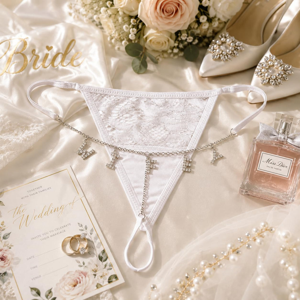 Sexy Underwear for Women, 2 Pack Thong Panties Custom Name or Fun Lettering, Lace&Silk G-String, Adjustable