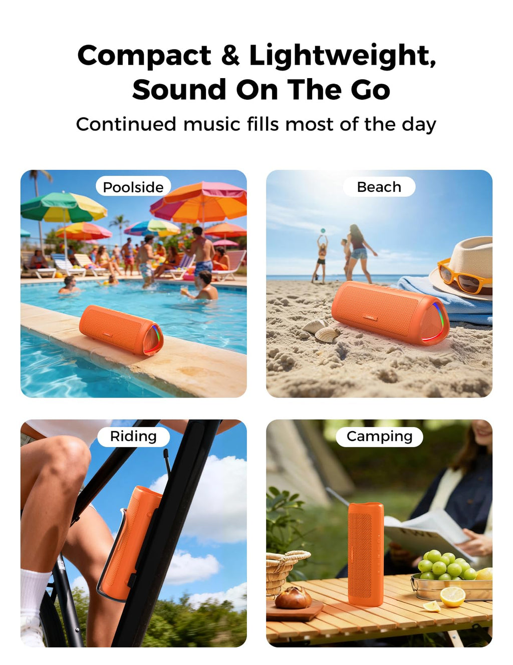 Bluetooth Speaker, 20W HD Sound, Portable Wireless, IPX5 Waterproof, Up to 24H Playtime, TWS Pairing, for Home/Party/Outdoor/Camping/Beach Essentials, Electronic Gadgets, Birthday Gift (Black)