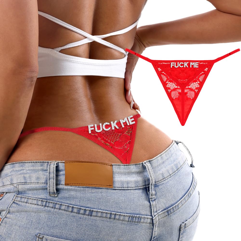 Sexy Underwear for Women, 2 Pack Thong Panties Custom Name or Fun Lettering, Lace&Silk G-String, Adjustable