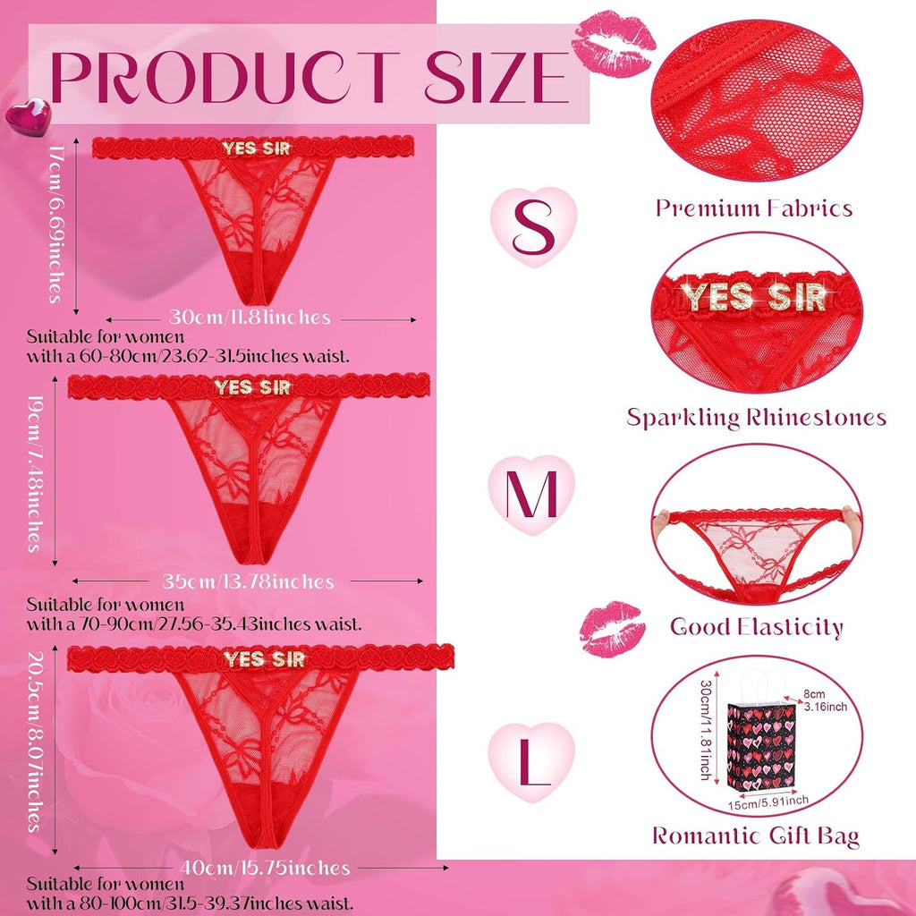4 Pcs Custom Thongs Personalized Thong with Rhinestone Letters Sexy Lace Panties with Bag Wedding Gift for Couple