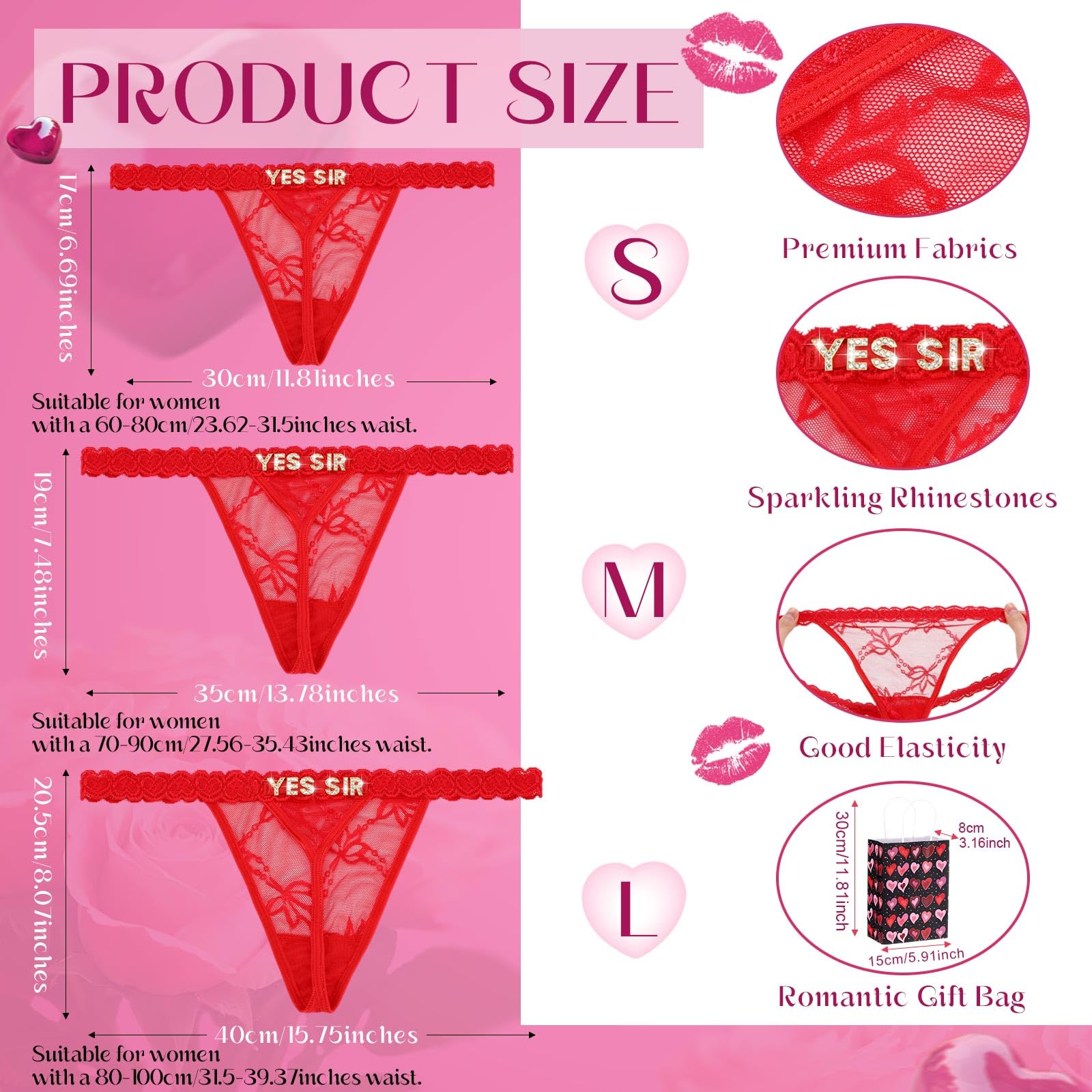 4 Pcs Custom Thongs Personalized Thong with Rhinestone Letters Sexy Lace Panties with Bag Wedding Gift for Couple