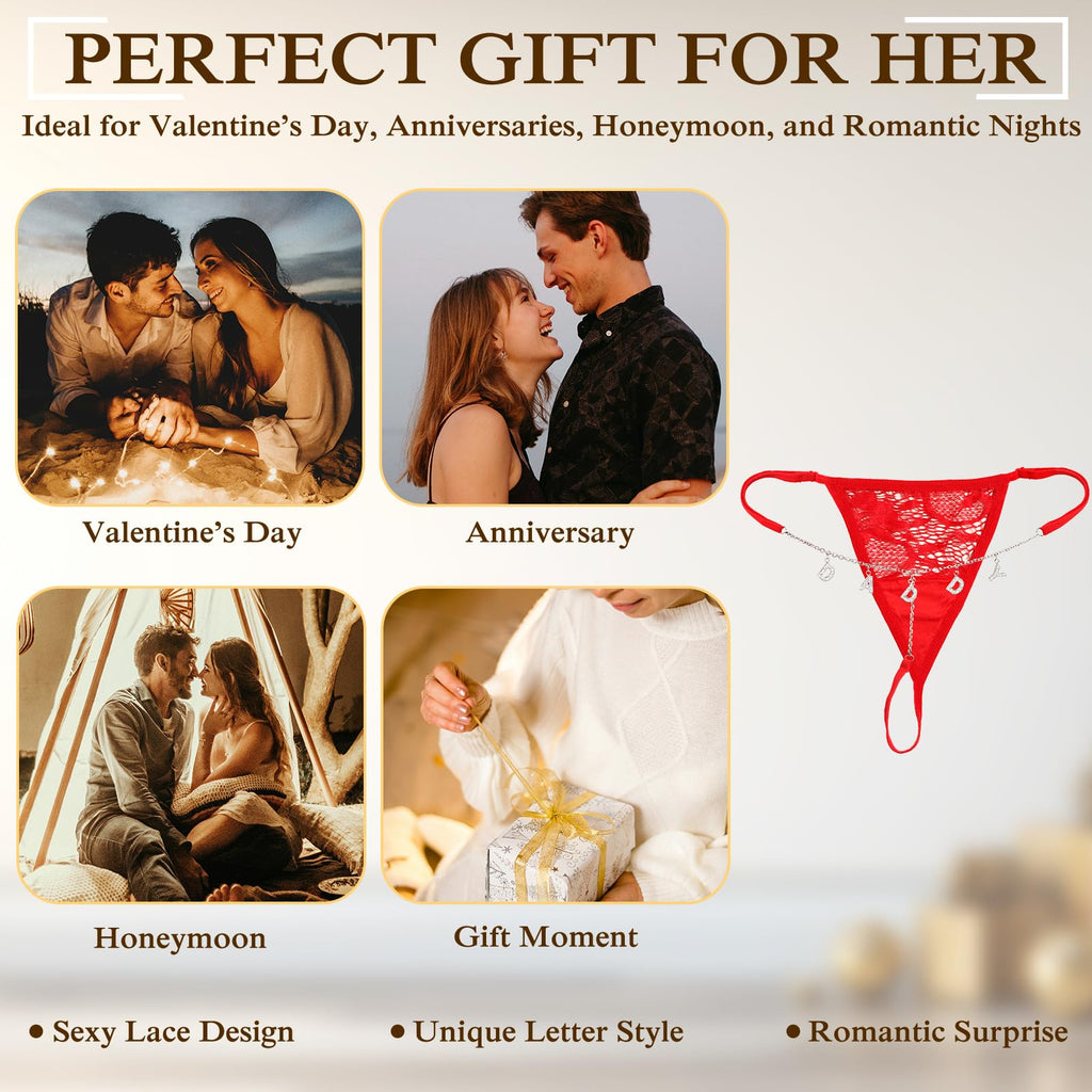 Sexy Underwear for Women, 2 Pack Thong Panties Custom Name or Fun Lettering, Lace&Silk G-String, Adjustable
