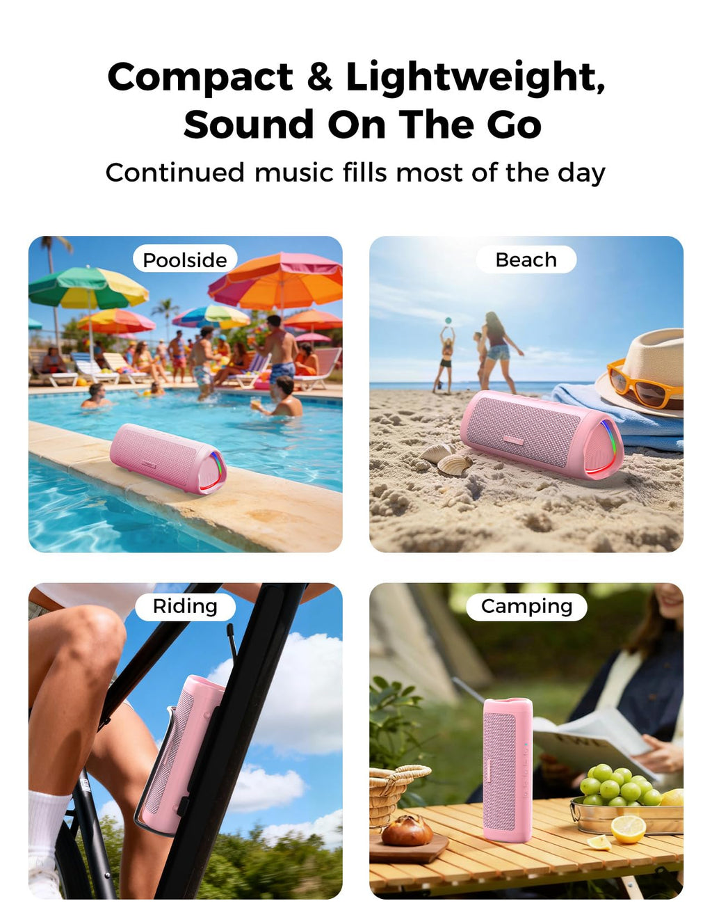 Bluetooth Speaker, 20W HD Sound, Portable Wireless, IPX5 Waterproof, Up to 24H Playtime, TWS Pairing, for Home/Party/Outdoor/Camping/Beach Essentials, Electronic Gadgets, Birthday Gift (Black)