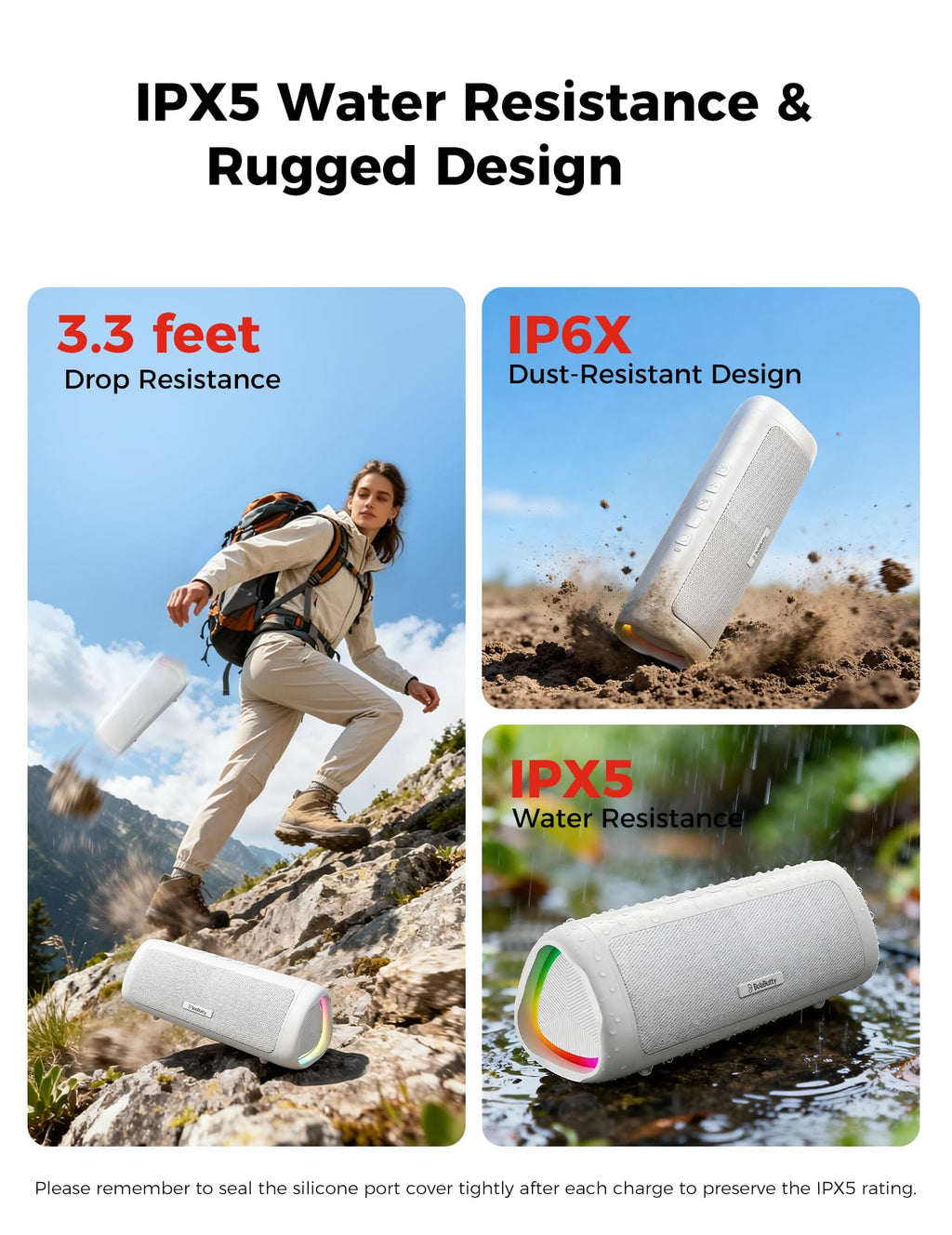 Bluetooth Speaker, 20W HD Sound, Portable Wireless, IPX5 Waterproof, Up to 24H Playtime, TWS Pairing, for Home/Party/Outdoor/Camping/Beach Essentials, Electronic Gadgets, Birthday Gift (Black)