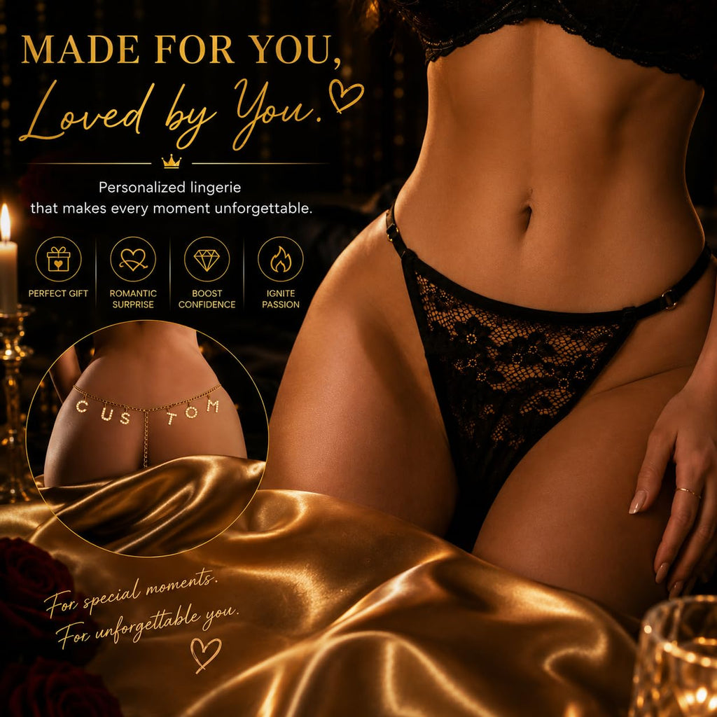 Sexy Underwear for Women, 2 Pack Thong Panties Custom Name or Fun Lettering, Lace&Silk G-String, Adjustable