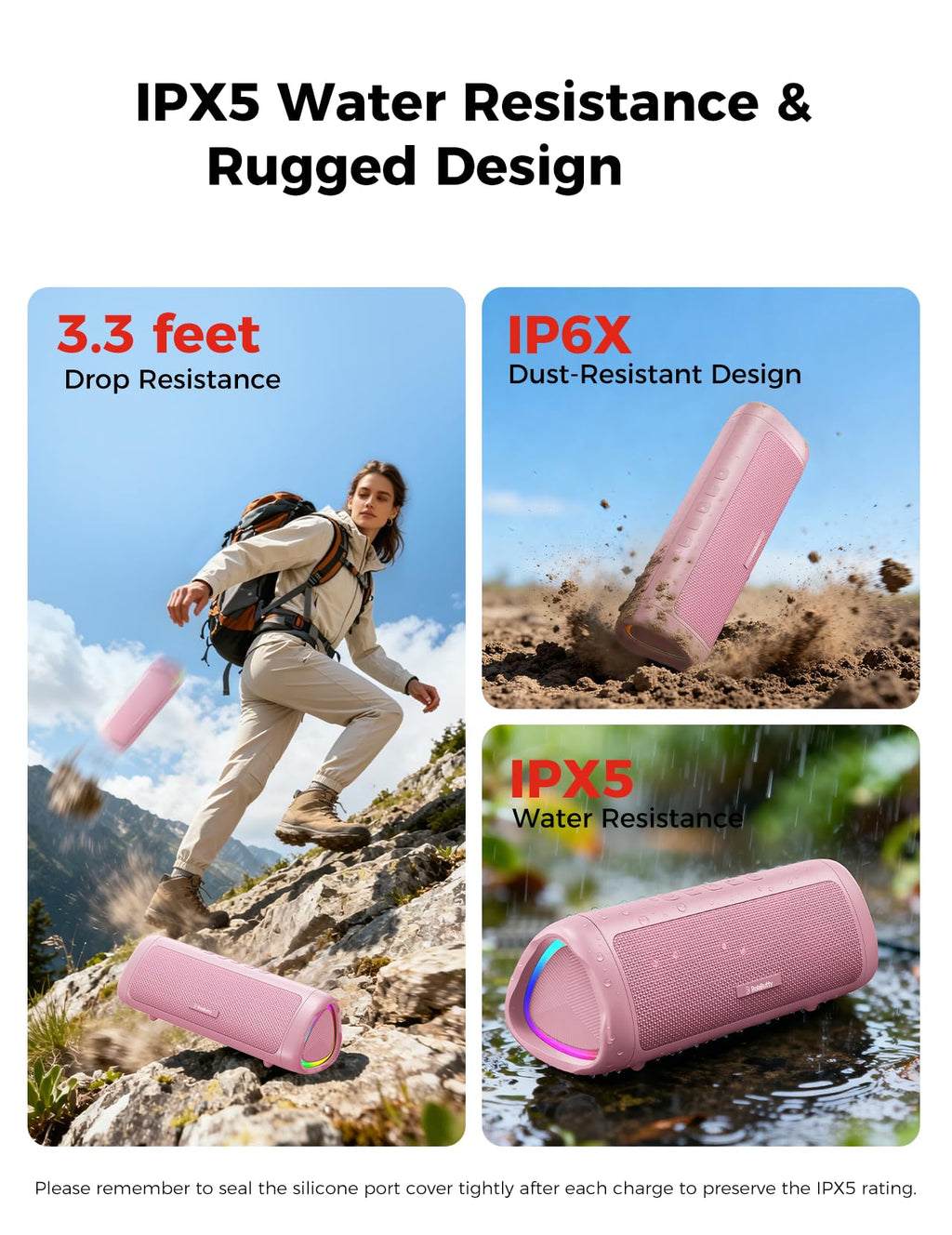 Bluetooth Speaker, 20W HD Sound, Portable Wireless, IPX5 Waterproof, Up to 24H Playtime, TWS Pairing, for Home/Party/Outdoor/Camping/Beach Essentials, Electronic Gadgets, Birthday Gift (Black)