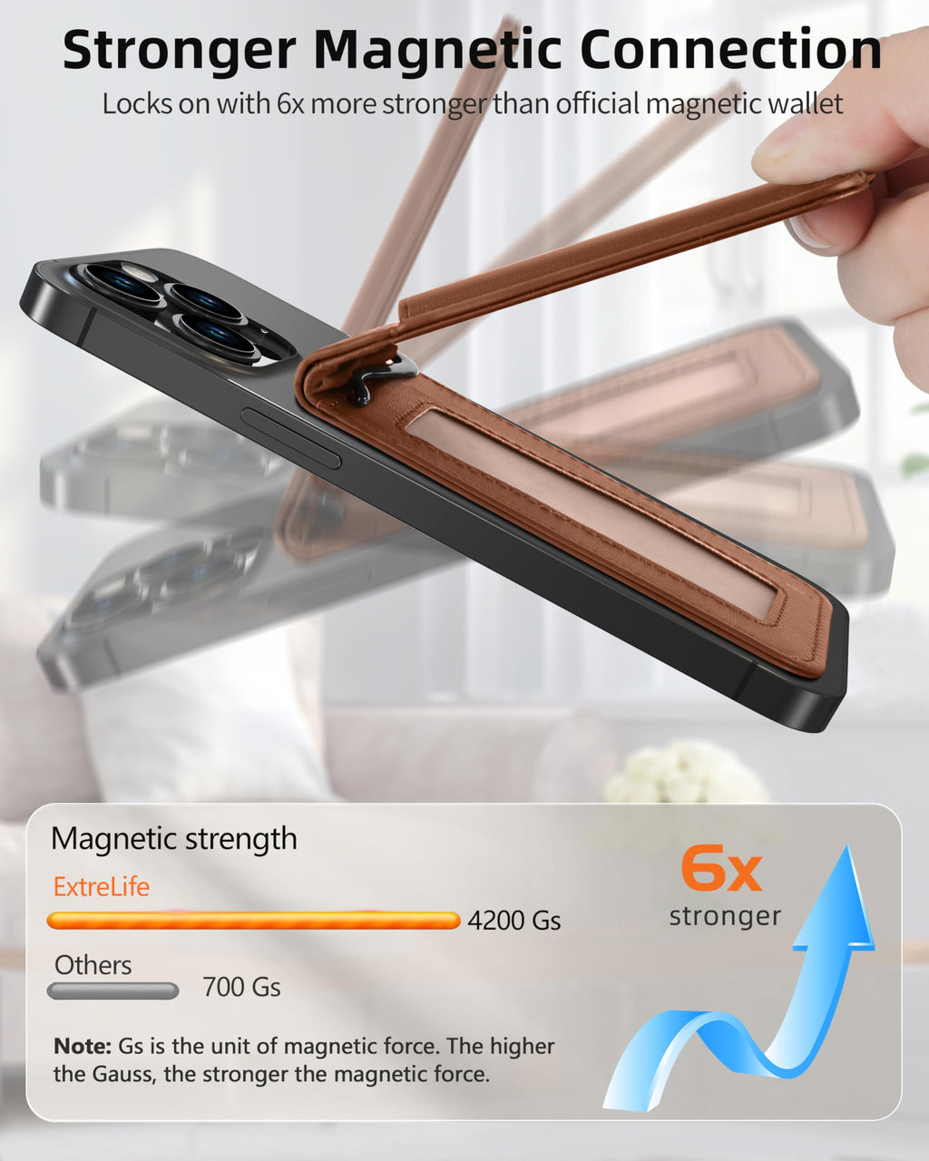 ExtreLife For Magsafe Wallet with Money Clip, Strongest Magnetic Wallet for iPhone 17/16/15/14/13/12 Series, Adjustable Stand, ID Window, 5 Card Holder, RFID Blocking, Not for 13/12 Mini, Black