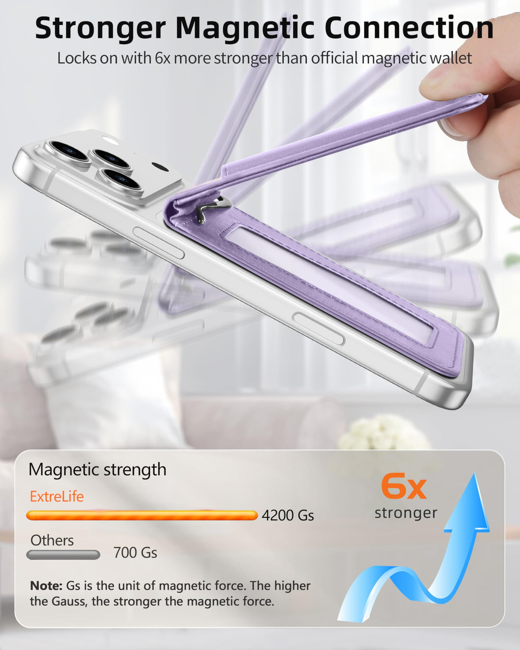 ExtreLife For Magsafe Wallet with Money Clip, Strongest Magnetic Wallet for iPhone 17/16/15/14/13/12 Series, Adjustable Stand, ID Window, 5 Card Holder, RFID Blocking, Not for 13/12 Mini, Black