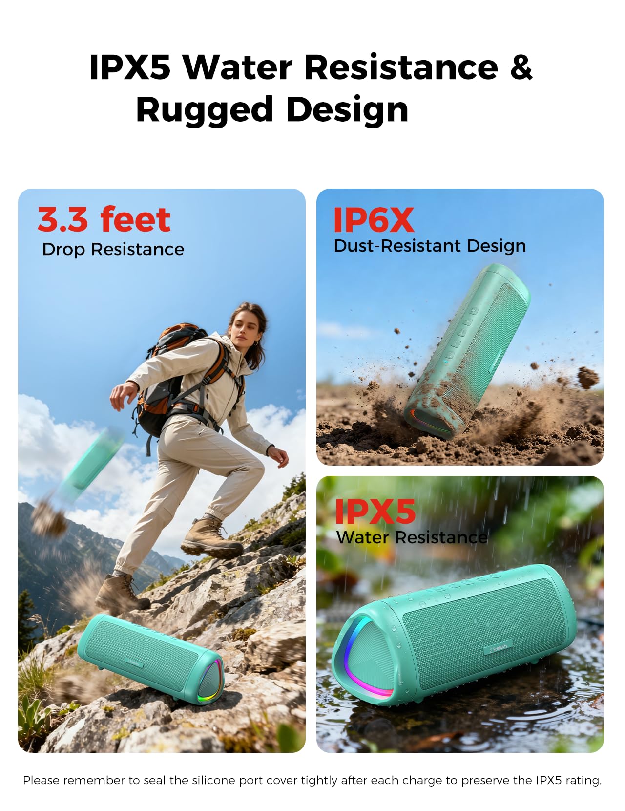 Bluetooth Speaker, 20W HD Sound, Portable Wireless, IPX5 Waterproof, Up to 24H Playtime, TWS Pairing, for Home/Party/Outdoor/Camping/Beach Essentials, Electronic Gadgets, Birthday Gift (Black)
