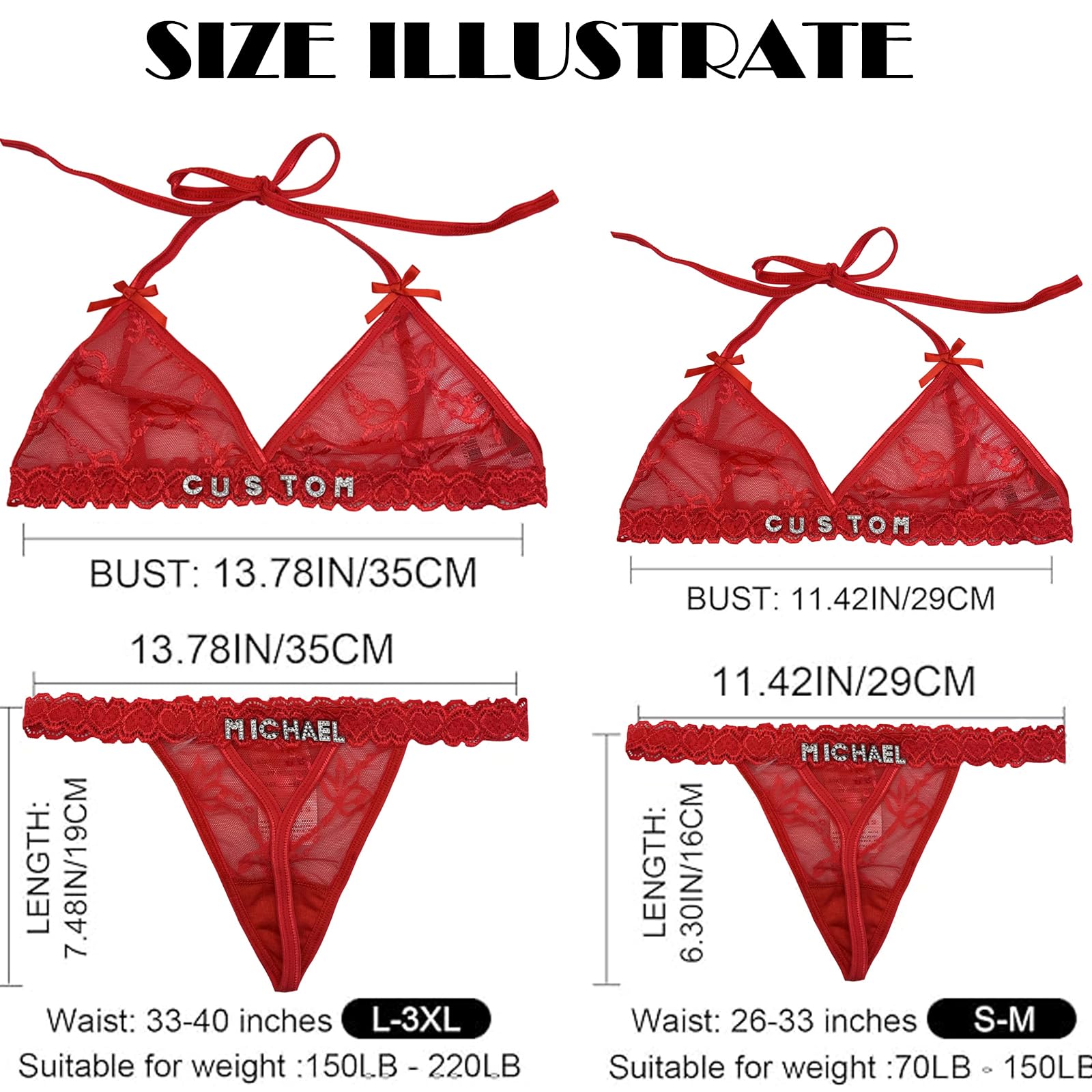Personalized Thongs with Name - Custom Thong with Name Bra Set, Personalized Gifts, Custom Funny Name Underwear