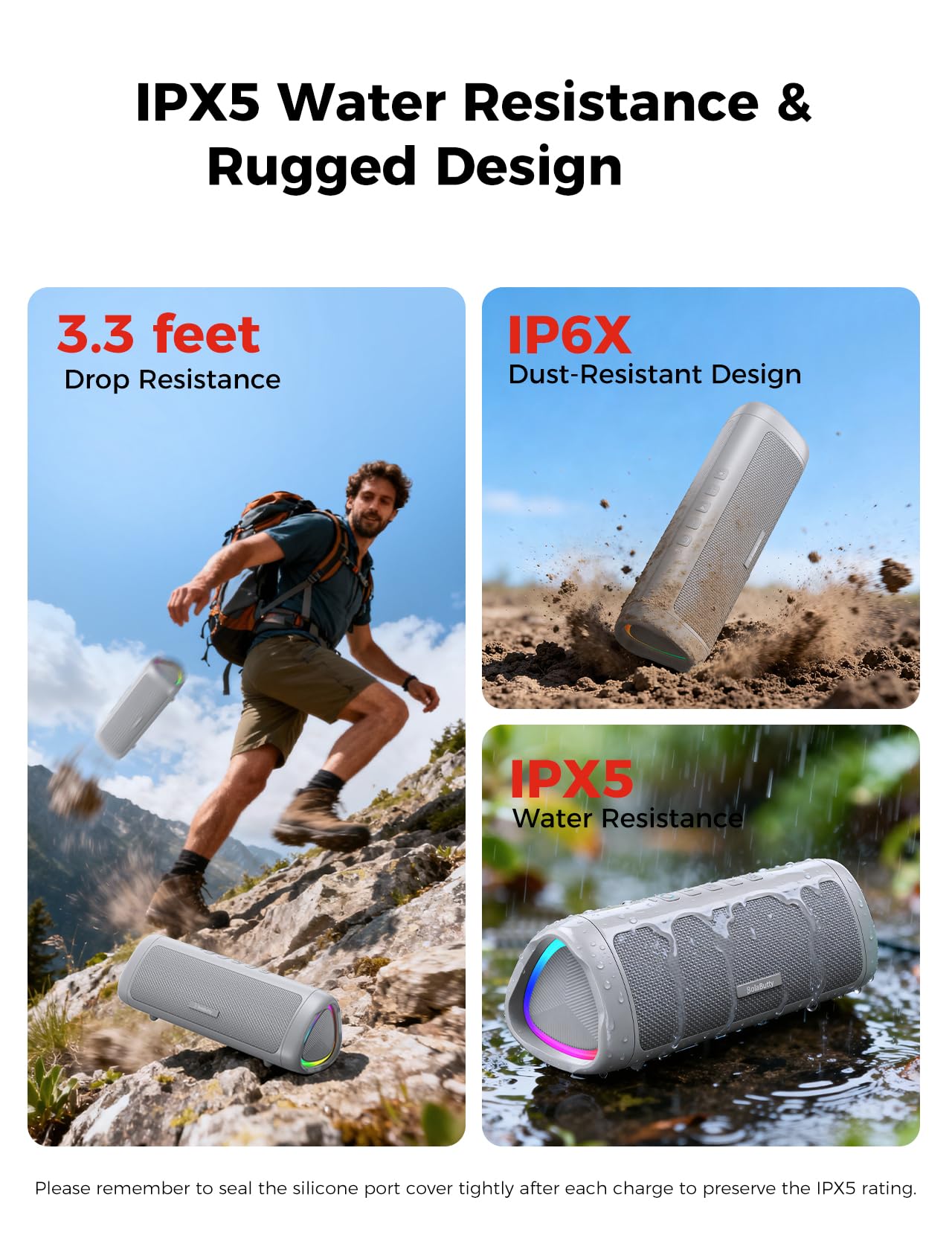 Bluetooth Speaker, 20W HD Sound, Portable Wireless, IPX5 Waterproof, Up to 24H Playtime, TWS Pairing, for Home/Party/Outdoor/Camping/Beach Essentials, Electronic Gadgets, Birthday Gift (Black)