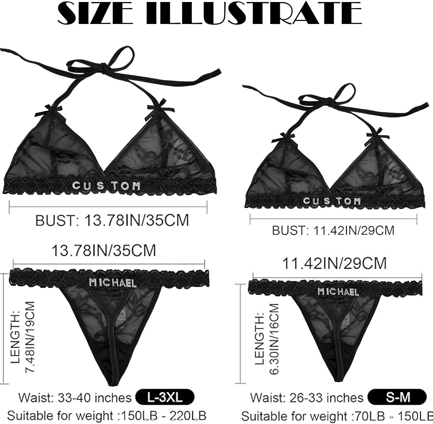 Personalized Thongs with Name - Custom Thong with Name Bra Set, Personalized Gifts, Custom Funny Name Underwear