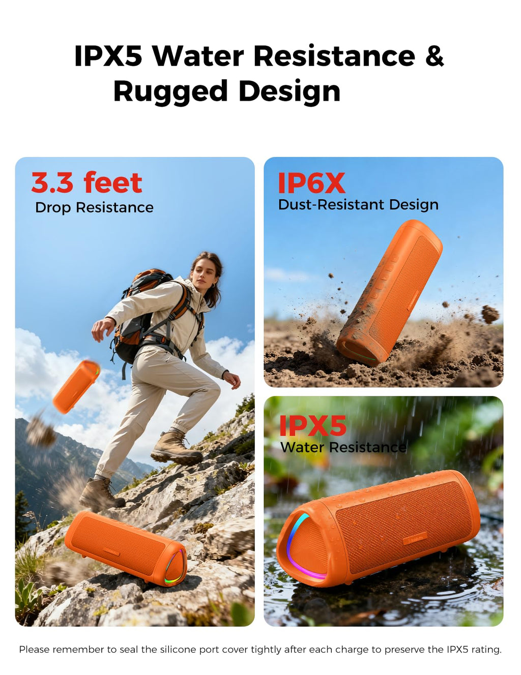 Bluetooth Speaker, 20W HD Sound, Portable Wireless, IPX5 Waterproof, Up to 24H Playtime, TWS Pairing, for Home/Party/Outdoor/Camping/Beach Essentials, Electronic Gadgets, Birthday Gift (Black)