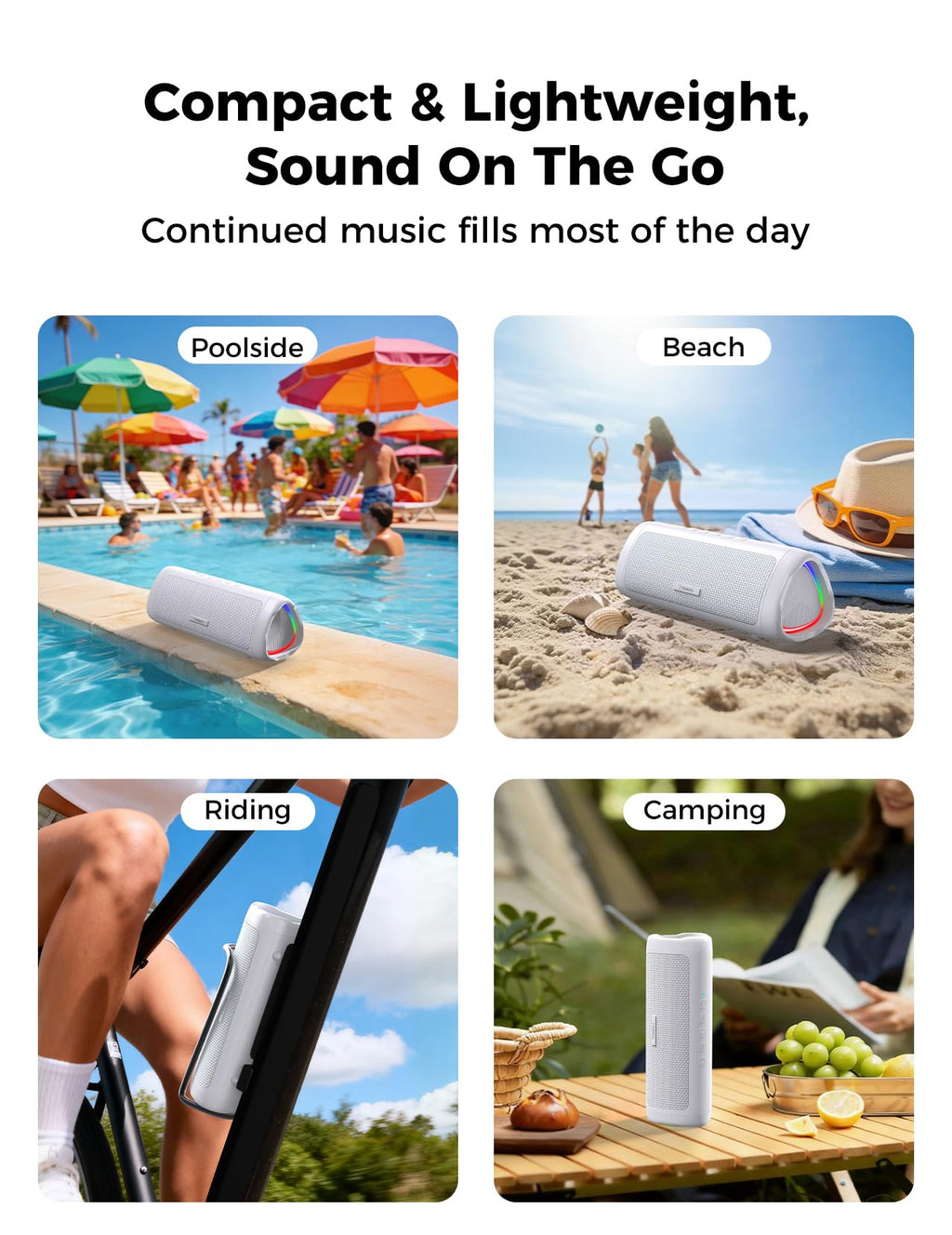Bluetooth Speaker, 20W HD Sound, Portable Wireless, IPX5 Waterproof, Up to 24H Playtime, TWS Pairing, for Home/Party/Outdoor/Camping/Beach Essentials, Electronic Gadgets, Birthday Gift (Black)