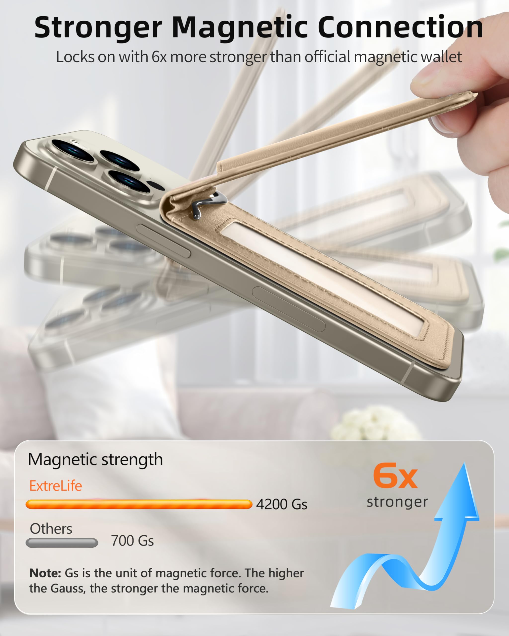 ExtreLife For Magsafe Wallet with Money Clip, Strongest Magnetic Wallet for iPhone 17/16/15/14/13/12 Series, Adjustable Stand, ID Window, 5 Card Holder, RFID Blocking, Not for 13/12 Mini, Black