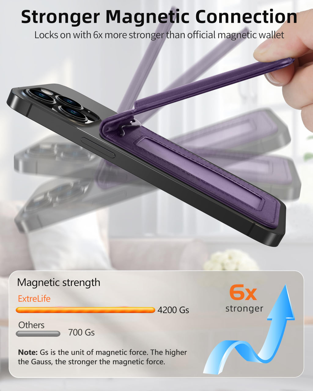 ExtreLife For Magsafe Wallet with Money Clip, Strongest Magnetic Wallet for iPhone 17/16/15/14/13/12 Series, Adjustable Stand, ID Window, 5 Card Holder, RFID Blocking, Not for 13/12 Mini, Black