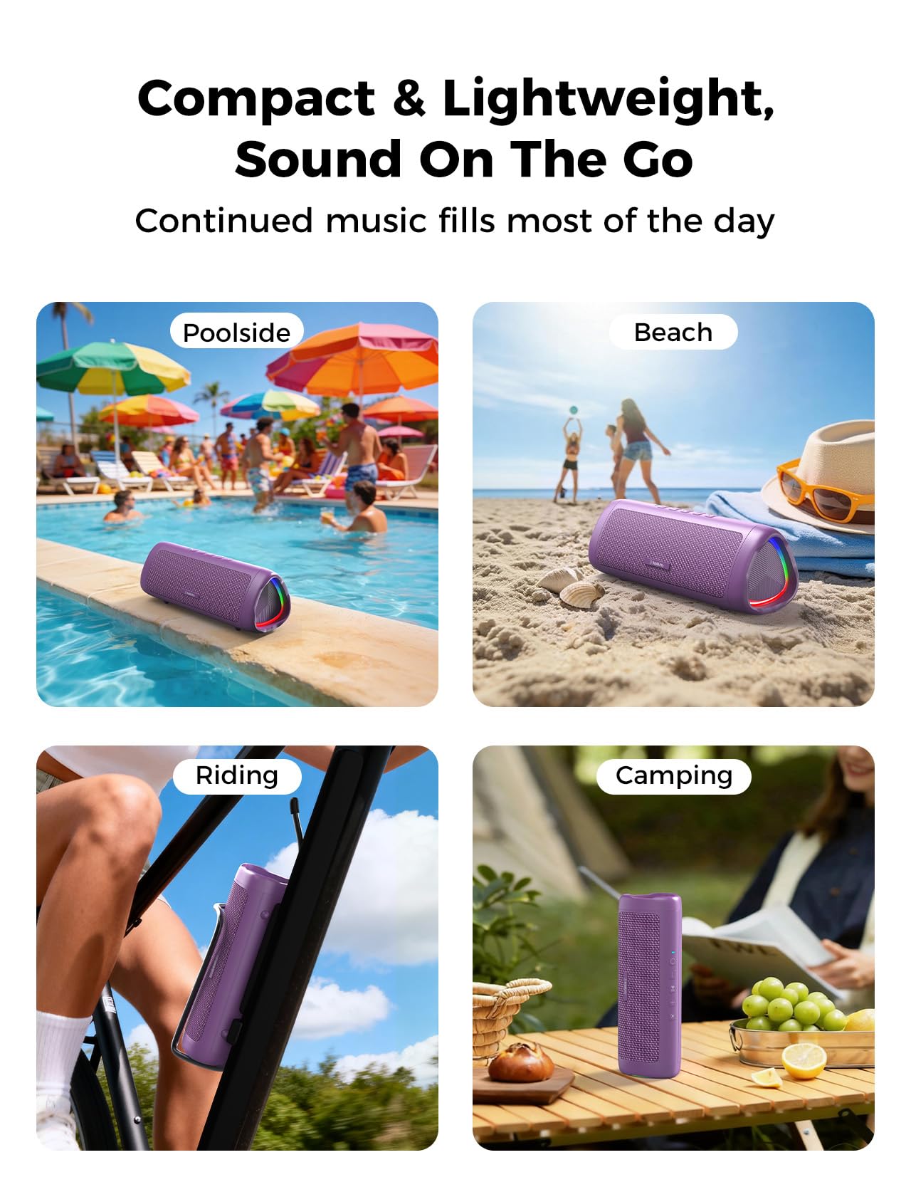 Bluetooth Speaker, 20W HD Sound, Portable Wireless, IPX5 Waterproof, Up to 24H Playtime, TWS Pairing, for Home/Party/Outdoor/Camping/Beach Essentials, Electronic Gadgets, Birthday Gift (Black)