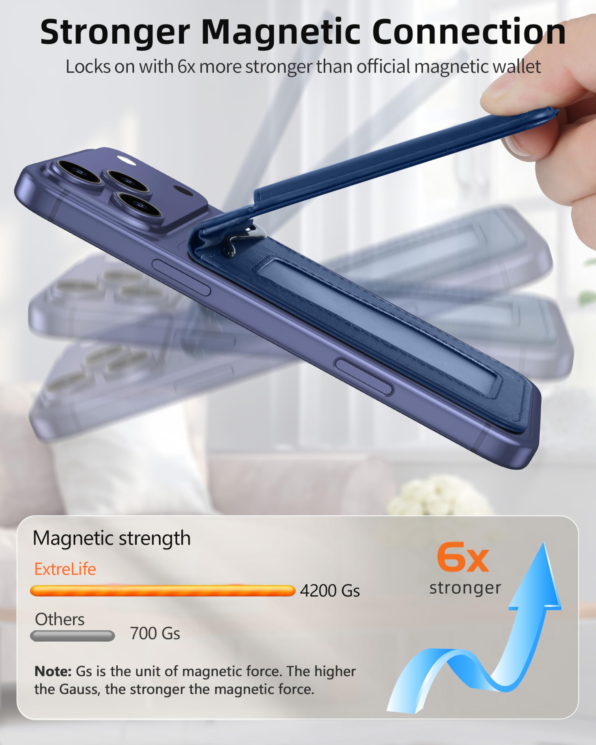 ExtreLife For Magsafe Wallet with Money Clip, Strongest Magnetic Wallet for iPhone 17/16/15/14/13/12 Series, Adjustable Stand, ID Window, 5 Card Holder, RFID Blocking, Not for 13/12 Mini, Black