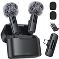 Wireless Mini Microphone for iPhone, Android - 2 Pack Lavalier Microphone for Video Recording, 2 In 1 Noise Reduction Lapel Mic for Ipad, Clip-on Mini Mic with USB-C for Content Creators Podcast