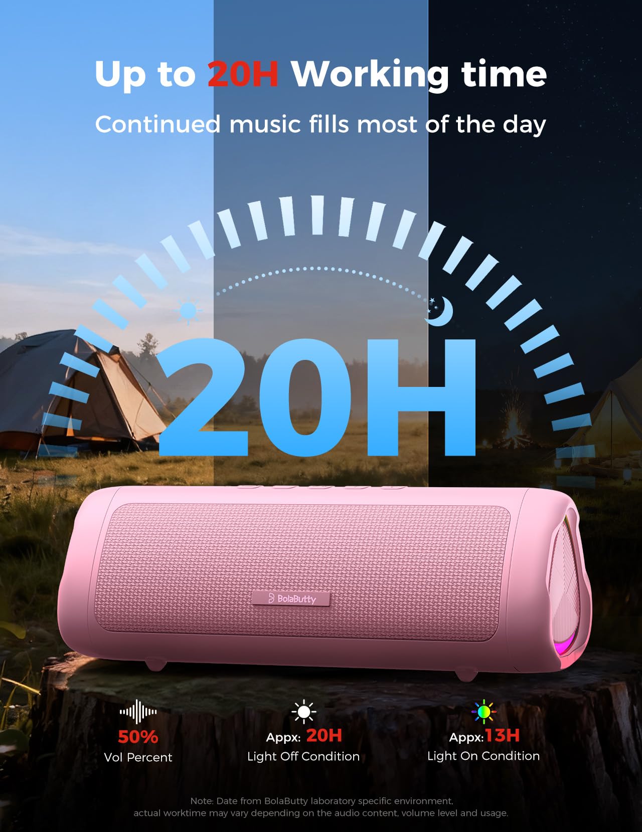 Bluetooth Speaker, 20W HD Sound, Portable Wireless, IPX5 Waterproof, Up to 24H Playtime, TWS Pairing, for Home/Party/Outdoor/Camping/Beach Essentials, Electronic Gadgets, Birthday Gift (Black)