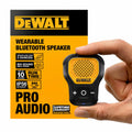 DEWALT Heavy Duty Wearable Bluetooth Speaker Pro Max (New Model) Jobsite Clip-On Mini Speaker w/LED Work Light, IP56 Water Resistant, 12H Runtime, Built-in Mic & Multi-Speaker Link