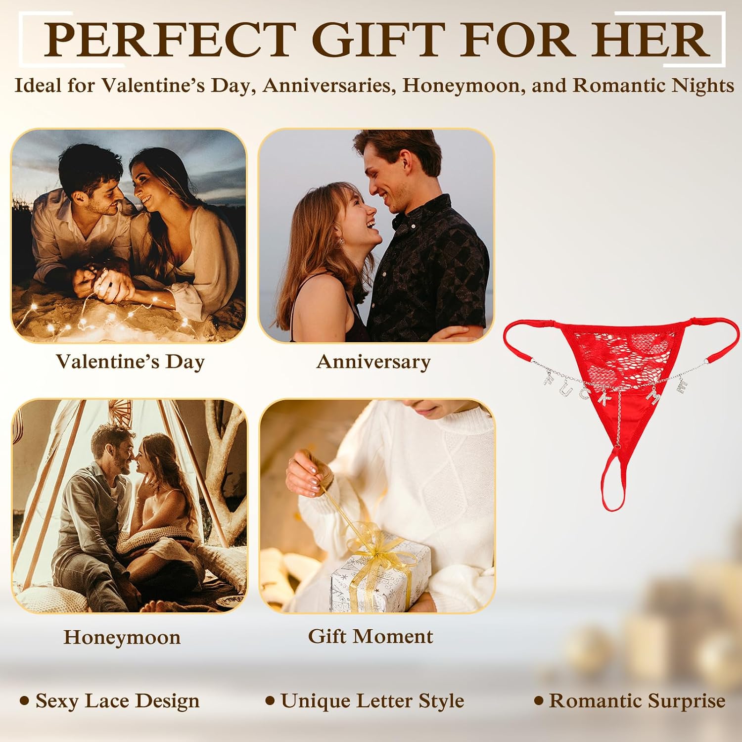 Sexy Underwear for Women, 2 Pack Thong Panties Custom Name or Fun Lettering, Lace&Silk G-String, Adjustable