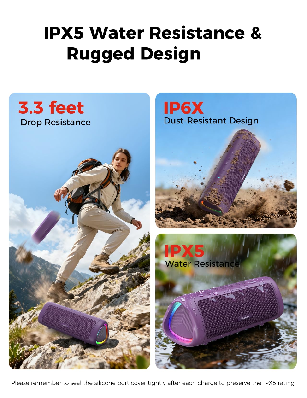 Bluetooth Speaker, 20W HD Sound, Portable Wireless, IPX5 Waterproof, Up to 24H Playtime, TWS Pairing, for Home/Party/Outdoor/Camping/Beach Essentials, Electronic Gadgets, Birthday Gift (Black)