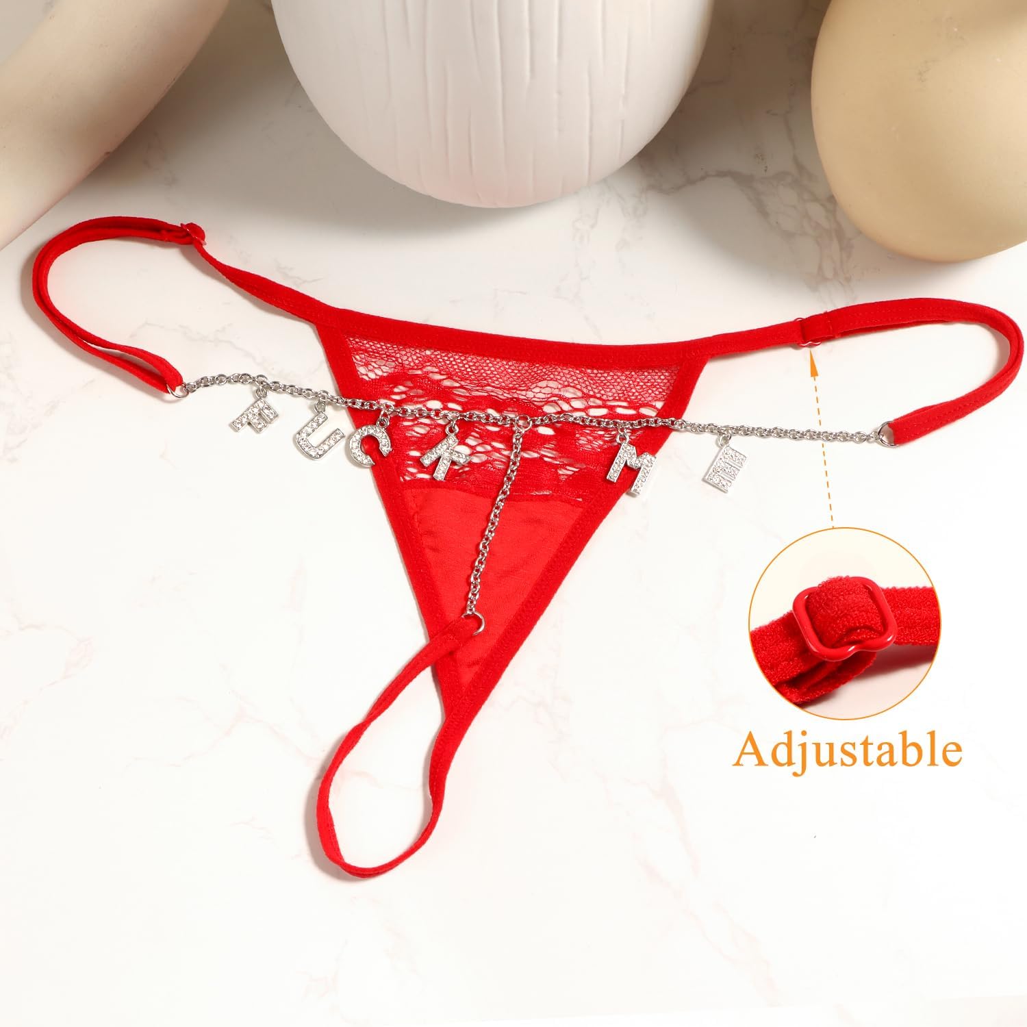 Sexy Underwear for Women, 2 Pack Thong Panties Custom Name or Fun Lettering, Lace&Silk G-String, Adjustable