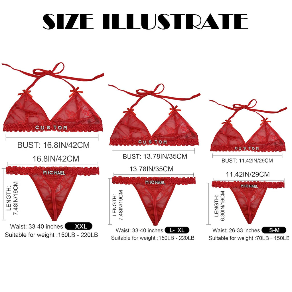Personalized Thongs with Name - Custom Thong with Name Bra Set, Personalized Gifts, Custom Funny Name Underwear