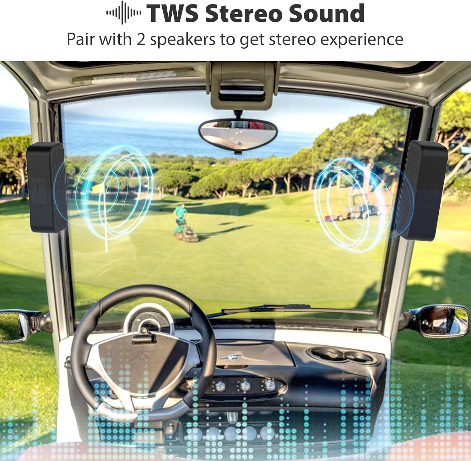 Golf Cart Speaker, Magnetic Golf Cart Speaker Bluetooth, Wireless Portable Speakers TWS Stereo Loud with Bass, IP67 Waterproof Dust-Proof Outdoor Speaker for Golf Cart EZGO, Club Cart & Yamaha