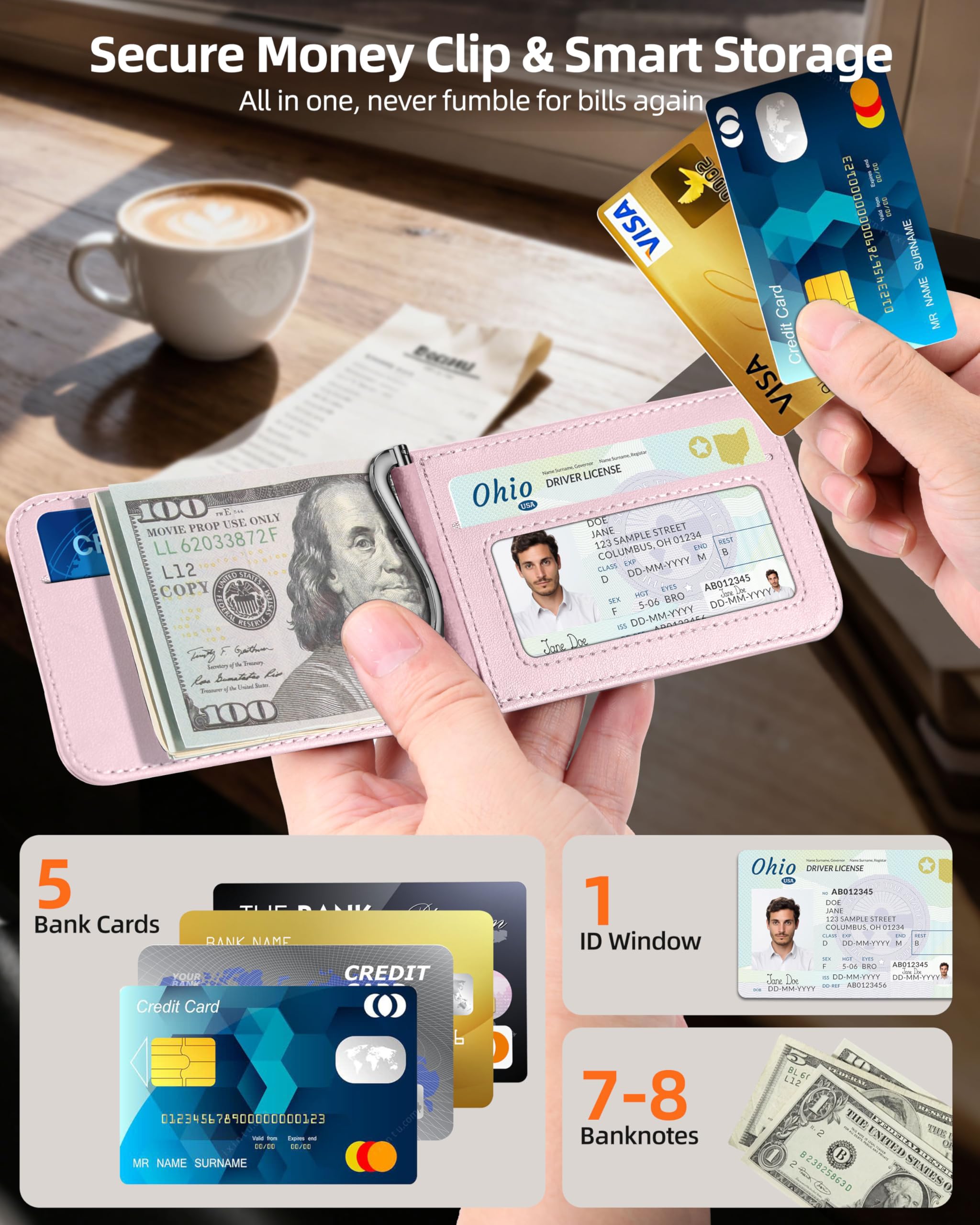 ExtreLife For Magsafe Wallet with Money Clip, Strongest Magnetic Wallet for iPhone 17/16/15/14/13/12 Series, Adjustable Stand, ID Window, 5 Card Holder, RFID Blocking, Not for 13/12 Mini, Black