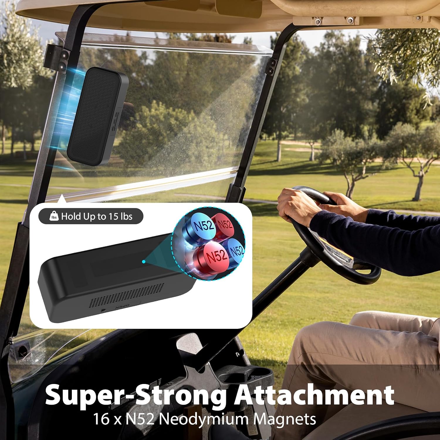 Golf Cart Speaker, Magnetic Golf Cart Speaker Bluetooth, Wireless Portable Speakers TWS Stereo Loud with Bass, IP67 Waterproof Dust-Proof Outdoor Speaker for Golf Cart EZGO, Club Cart & Yamaha