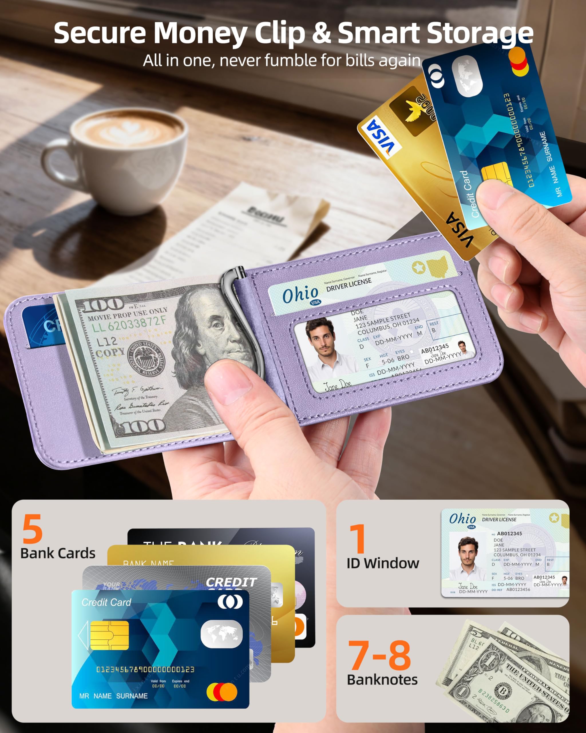 ExtreLife For Magsafe Wallet with Money Clip, Strongest Magnetic Wallet for iPhone 17/16/15/14/13/12 Series, Adjustable Stand, ID Window, 5 Card Holder, RFID Blocking, Not for 13/12 Mini, Black