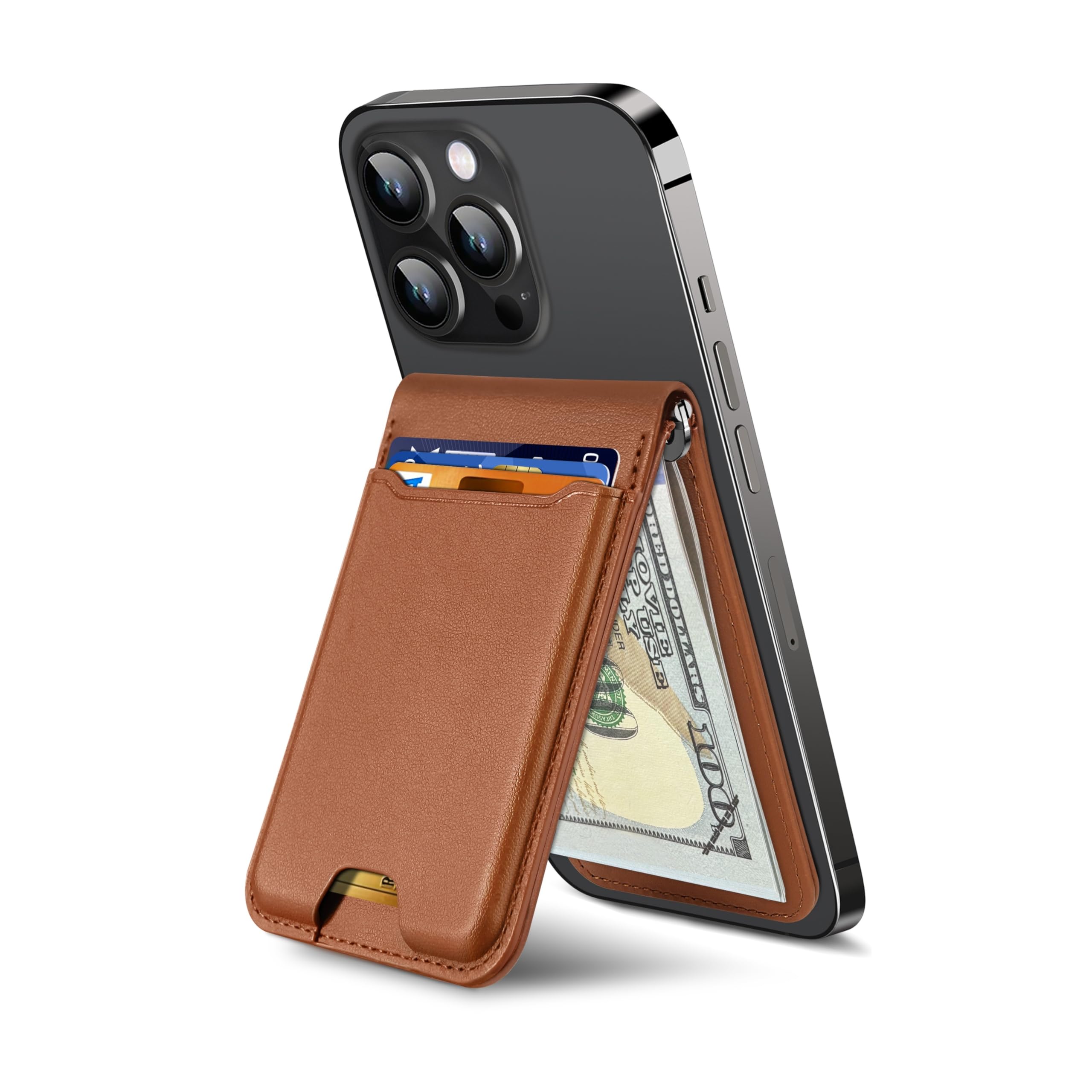 ExtreLife For Magsafe Wallet with Money Clip, Strongest Magnetic Wallet for iPhone 17/16/15/14/13/12 Series, Adjustable Stand, ID Window, 5 Card Holder, RFID Blocking, Not for 13/12 Mini, Black